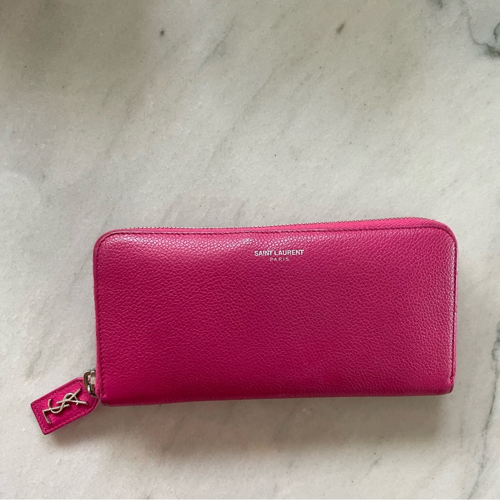 Yves Saint Laurent Pink Zip Around Wallet